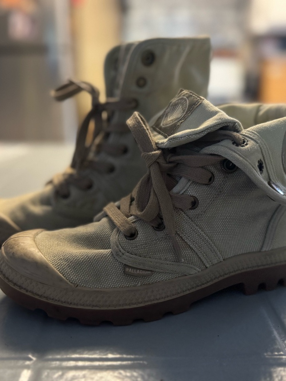 Palladium Khaki Canvas Lace-Up Boots